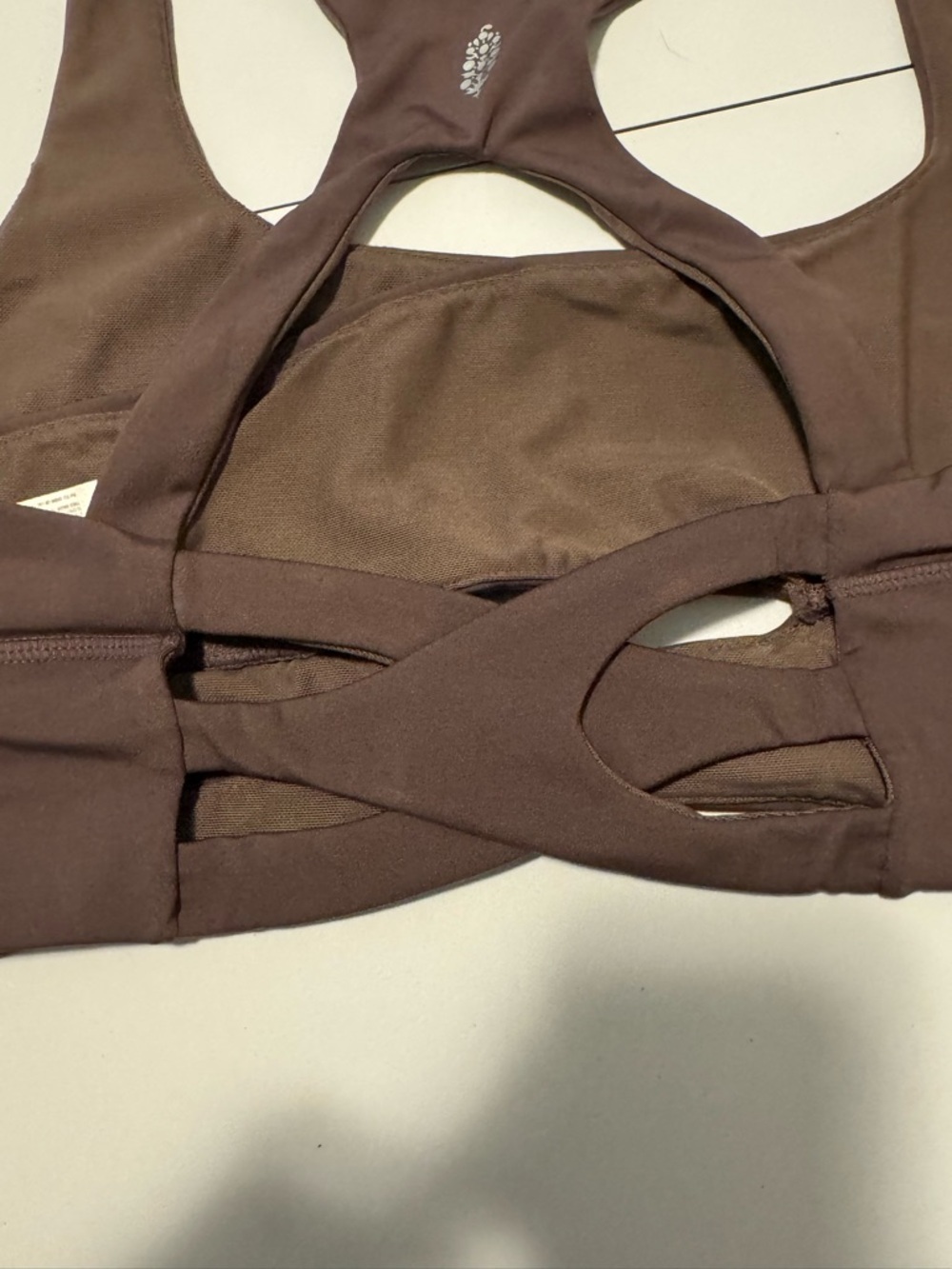 Free People Cocoa  Brown Racerback Cutout Sports Bra Size Large - Picture 6 of 6